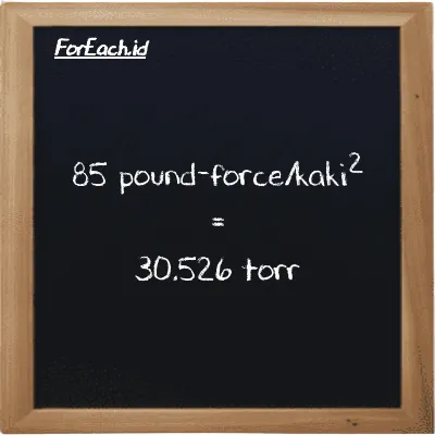 85 pound-force/kaki<sup>2</sup> setara dengan 30.526 torr (85 lbf/ft<sup>2</sup> setara dengan 30.526 torr)